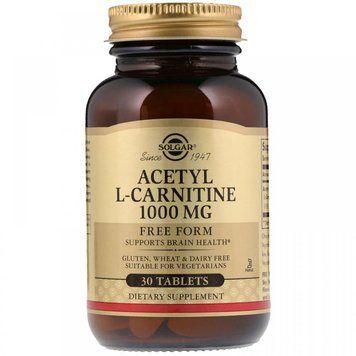 Solgar Acetyl L-Carnitine 1000 mg 30 Tablets L-Карнітін 494091 фото