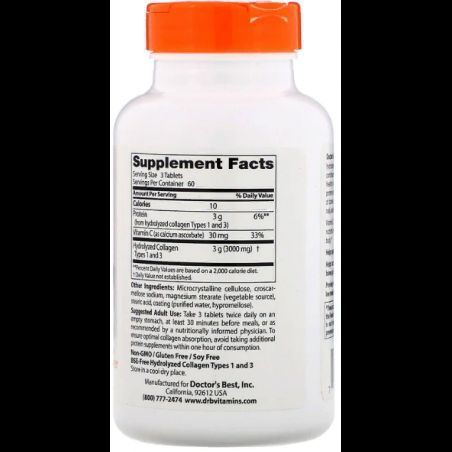 Doctor's Best, Collagen Types 1 and 3 with Vitamin C, 1,000 mg, 180 Tablets (DRB-00204) 624088 фото