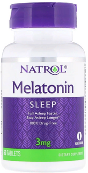 Natrol Melatonin, 3 mg, 60 Tablets (NTL-00510) 605417 фото