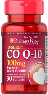 Puritan's Pride Q-SORB Co Q -10 100 mg Коензим Q-10 30 гелевих капсул 828192 фото