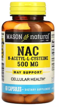 Mason Natural NAC N-Acetyl L-Cysteine N-ацетил L-цистеїн 500 мг 60 капсул 1118709 фото