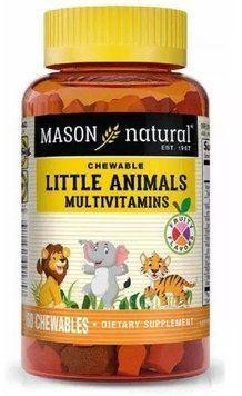 Mason Natural Little Animals Multivitamins Мультивитамины для детей 60 жевательных таблеток 993718 фото