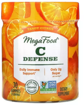MegaFood C Defense Щоденний захист імунітету з Вітаміном C пікантний цитрус 70 жувальних мармеладок 1116283 фото
