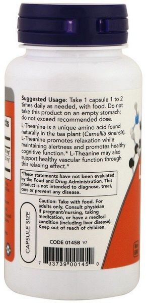 Now Foods L-Theanine, 100 Mg 90 Vcaps L-Теанин 523329 фото
