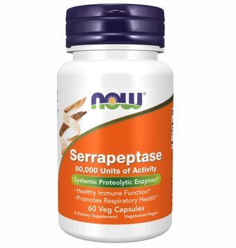 Now Foods Serrapeptase 60,000 Units - 60 Veg Capsules 1451507 фото