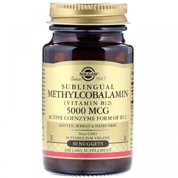Solgar Sublingual Methylcobalamin (Vitamin B12) 5000 mcg 30 Nuggets 498711 фото