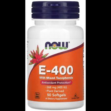 Now Foods Vitamin E Витамин Е со смешанными токоферолами 268 мг (400 МЕ) 100 гелевых капсул 1186371 фото