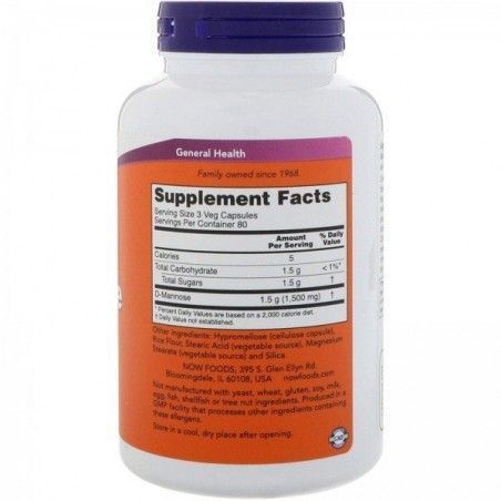 NOW Foods D-Mannose 500 mg Д-Манноза 240 веганських капсул 775465 фото