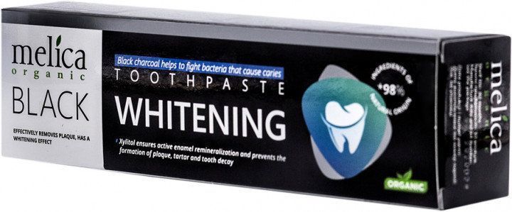 Melica Organic Toothpaste Whitening Black 100 ml Зубна паста з чорним деревним вугіллям 637738 фото