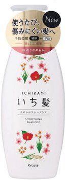 Kracie KR 72169 Ichikami Шампунь, що розгладжує для пошкодженого волосся з ароматом гірської сакури 480ml 1242519 фото