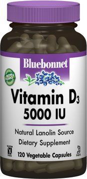 Bluebonnet Nutrition Vitamin D3, 5000 IU, 120 Vegetable Capsules (BLB0369) 659838 фото