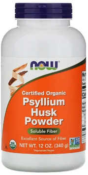 NOW Foods Certified Organic Psyllium Husk Powder Лушпиння насіння подорожника 340 г 827869 фото
