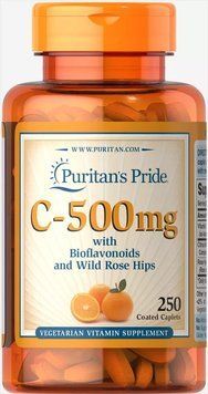 Puritan's Pride Vitamin C-500 mg with Bioflavonoids & Rose Hips 250 caplets Вітамін C з биофлавоноидами і шипшиною 519269 фото