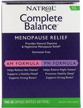 Natrol Complete Balance, Menopause Relief, AM/PM, Two Bottles 2 баночки по 30 капсул (NTL-03001) 605429 фото