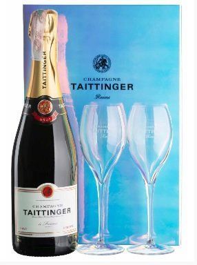 Шампанское Taittinger Brut Reserve + 2x glasses, gift box (0,75 л) 876180 фото