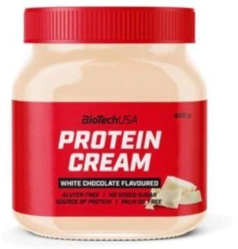 Натуральная арахисовая паста BiotechUSA Protein Cream 400 g /26 servings/ White chocolate 990139 фото