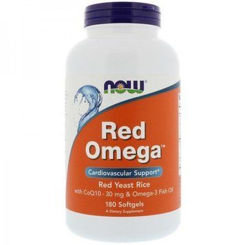 NOW Foods Red Omega, Red Yeast Rice with CoQ10 Червоний рис і Омега з CoQ10 180 гелевих капсул 775663 фото
