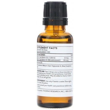 Thorne Research Vitamin D / K2 1 fl oz (30 ml) Вітамін Д і К2 532347 фото