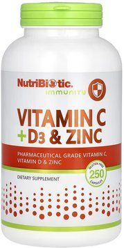 Nutribiotic Vitamin C + D3 & Zinc - 250 Capsules 1457454 фото