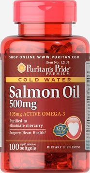 Puritan's Pride Omega-3 Salmon Oil 500 mg 100 caps 390733 фото