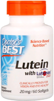 Doctor's Best, Lutein with Lutemax 2020, 20 mg, 60 Softgels (DRB-00369) 624071 фото