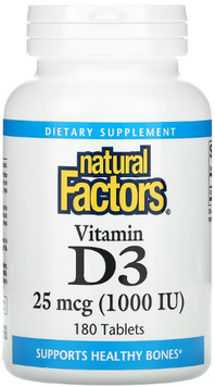 Natural Factors Vitamin D3 Витамин D3 1000 МЕ 180 таблеток 1044468 фото