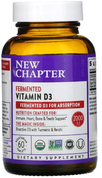 New Chapter Fermented Vitamin D3 2000 UI Ферментированный Витамин D3 60 вегетарианских таблеток 799892 фото