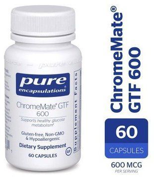 Pure Encapsulations ChromeMate GTF 600 600 mcg 60 caps Уникальный полиникотинат хрома (PE-00476) 554102 фото