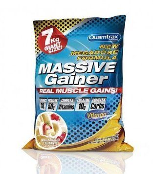 Гейнер Quamtrax Massive Gainer 7000 g / 39 servings / White Chocolate Strawberry 721484 фото