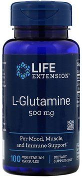 Life Extension L-Glutamine, 500 mg, 100 Vegetarian Capsules (LEX-34510) 660355 фото