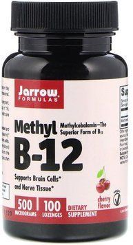 Jarrow Formulas Methyl B-12 500 mcg 100 Lozenges Cherry Flavor Витамин В12, со вкусом вишни 534518 фото