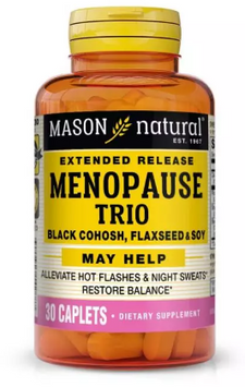 Mason Natural Menopause Relief Trio Black Cohosh Flaxseed and Soy Підтримка при менопаузі, клопогон, лляне насіння та соя 30 каплет 1118711 фото