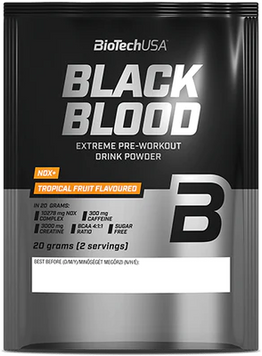 Передтренувальний комплекс BiotechUSA Black Blood NOX+ 20 g / 2 servings / Tropical fruit 1182882 фото