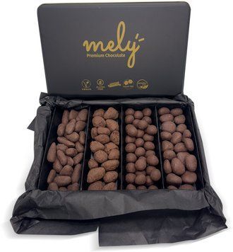 Цукерки MELY Sugar Free Chocolate Covered Mixed Fruit (date, apricot, walnut, fig) Metal Box 400 g 1219539 фото