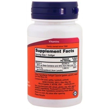 Now Foods Ultra A And D-3, 100 Softgels (NOW-00361) 685557 фото