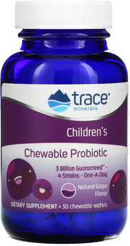 Trace Minerals Children's Chewable Probiotic 3 Billion Дитячий жувальний пробіотик 30 жувальних таблеток 1042873 фото