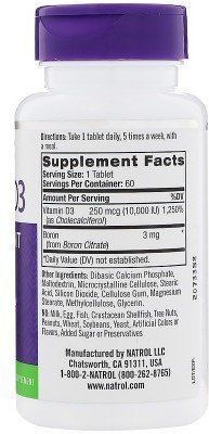 Natrol Vitamin D3 10,000 IU 60 Tabs Вітамін D3 552441 фото
