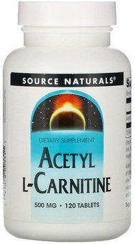 Source Naturals Acetyl L-Carnitine 500 mg Ацетил L-Карнитин 120 таблеток 891857 фото