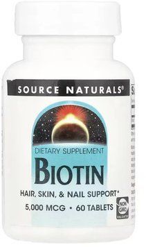 Source Naturals Biotin 5000mcg - 60 Tablets 1452287 фото