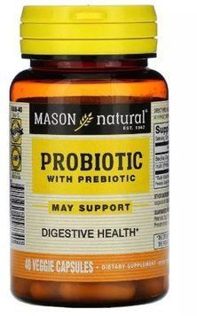 Mason Natural Probiotic with Prebiotic Пробіотик з пребіотиком 40 вегетаріанських капсул 993721 фото