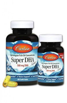 Carlson Labs Super DHA Gems 60+20 soft gels Докозагексаеновая кислота 488773 фото