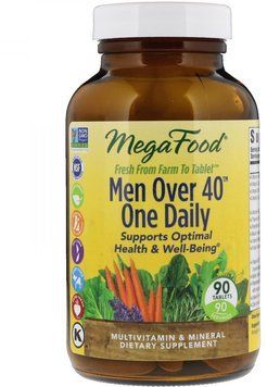 MegaFood Men Over 40 One Daily Iron Free 90 Tabs Мультівітаміни для чоловіків 552264 фото