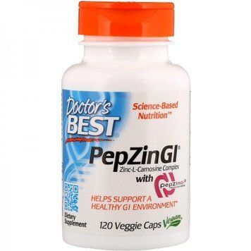 Doctor's Best PepZin Gl Zinc-L-Carnosine Complex Цинк карнозин комплекс 120 капсул 774776 фото