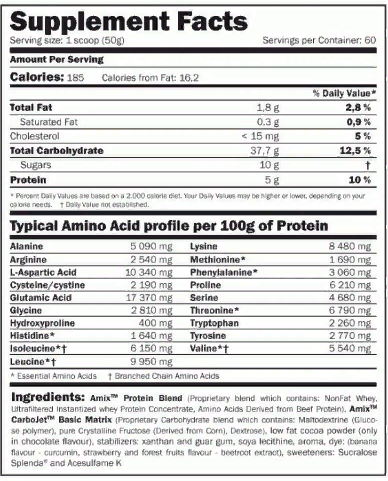 Amix Nutrition CarboJet Basic 3000 g /60 servings/ Strawberry 789543 фото