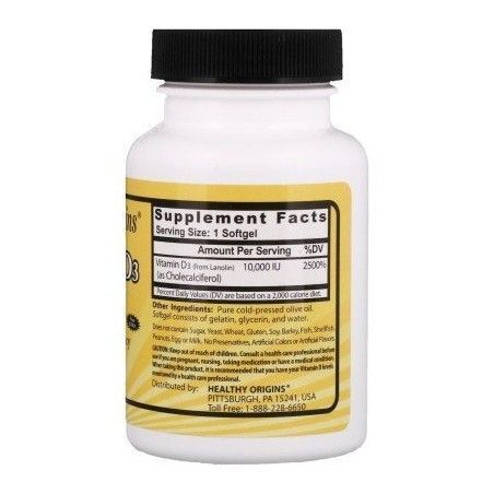 Healthy Origins Vitamin D3 Gels 10,000 IU (Lanolin) 360 caps Вітамін D3 534479 фото