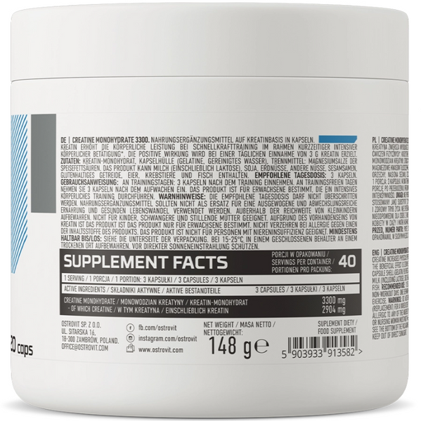 Креатин OstroVit Creatine Monohydrate 3300 120 caps / 30 servings 1186996 фото