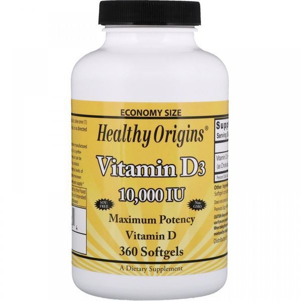 Healthy Origins Vitamin D3 Gels 10,000 IU (Lanolin) 360 caps Вітамін D3 534479 фото
