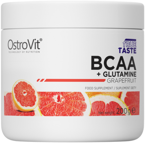 Амінокислота для спорту OstroVit BCAA + Glutamine 200 g / 20 servings / grapefruit 1073992 фото