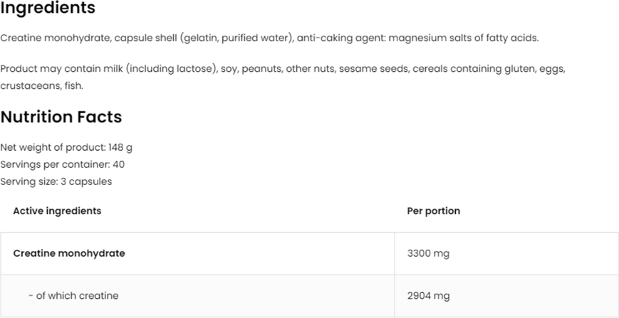 Креатин OstroVit Creatine Monohydrate 3300 120 caps / 30 servings 1186996 фото