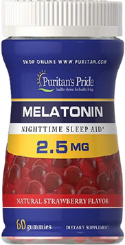 Puritan's Pride Melatonin Gummy Strawberry Flavor 2.5 mg Мелатонін зі смаком полуниці 60 цукерок 775018 фото